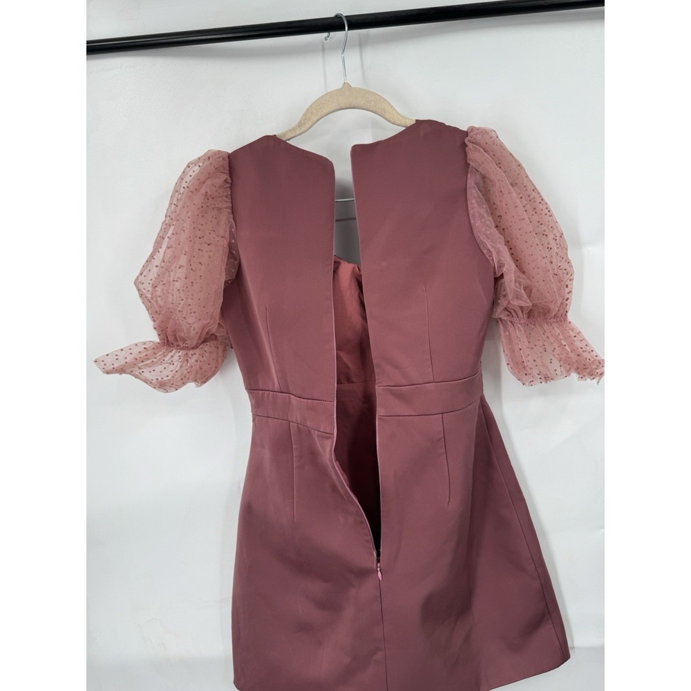 Bellita Coquette Whimsy Ballerina Mini Dress Women S Brown Puff Shoulder Fairy - Picture 4 of 8